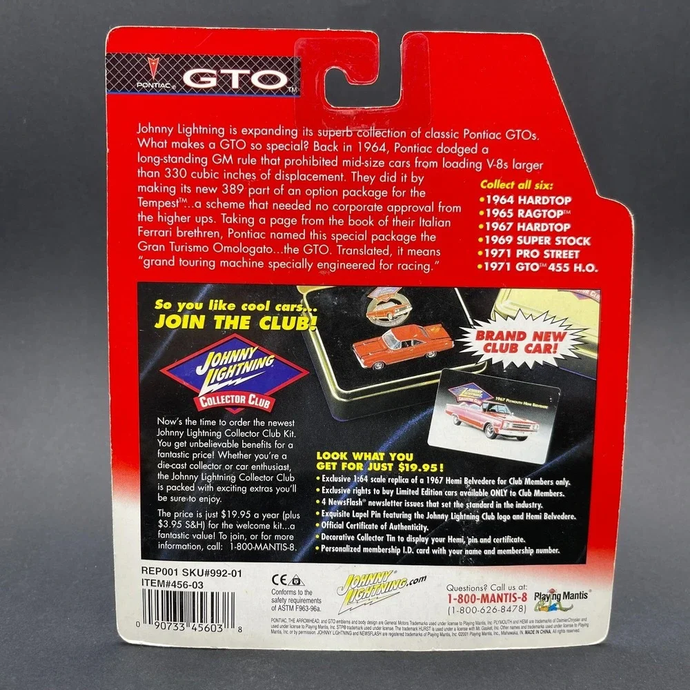 Johnny Lightning 1965 Pontiac GTO Convertible Ragtop Orange Tiger Striped‎ 1/64